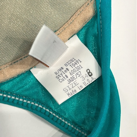 Sun Streak retro teal colored underwire bikini swim top size 34B - Picture 5 of 5